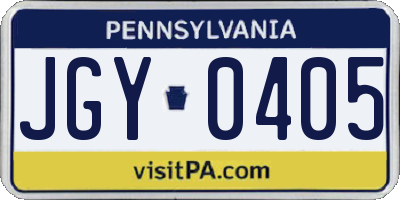 PA license plate JGY0405