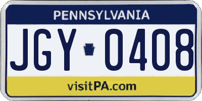 PA license plate JGY0408