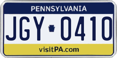 PA license plate JGY0410
