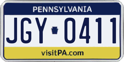 PA license plate JGY0411