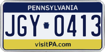 PA license plate JGY0413