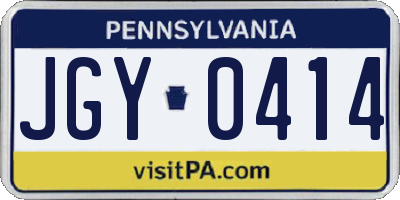PA license plate JGY0414