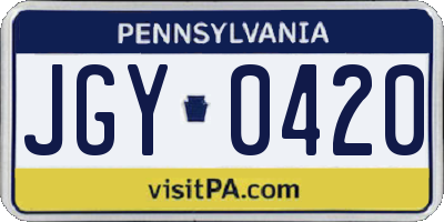 PA license plate JGY0420