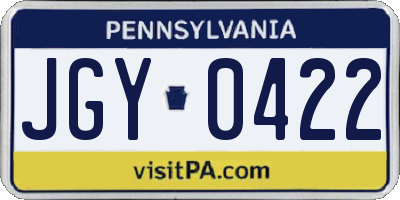 PA license plate JGY0422