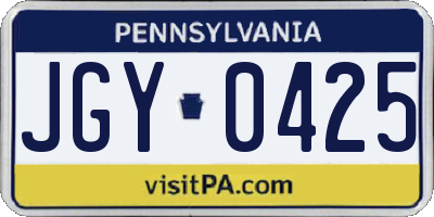 PA license plate JGY0425
