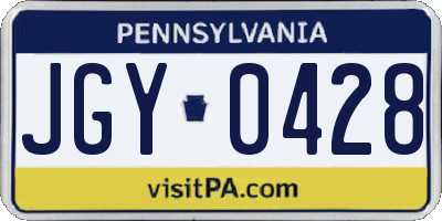 PA license plate JGY0428