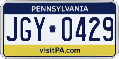 PA license plate JGY0429