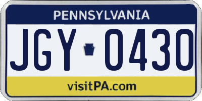 PA license plate JGY0430