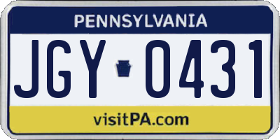PA license plate JGY0431