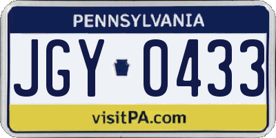 PA license plate JGY0433