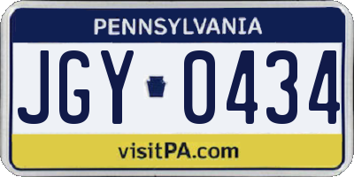 PA license plate JGY0434