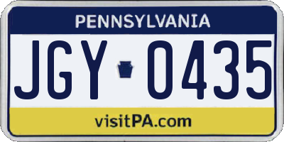 PA license plate JGY0435