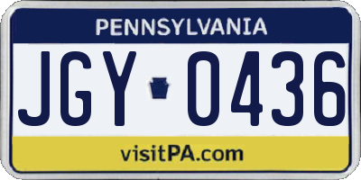 PA license plate JGY0436
