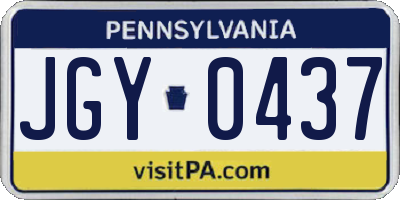 PA license plate JGY0437