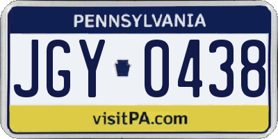PA license plate JGY0438