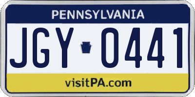 PA license plate JGY0441