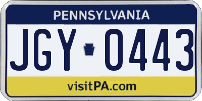 PA license plate JGY0443