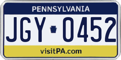 PA license plate JGY0452