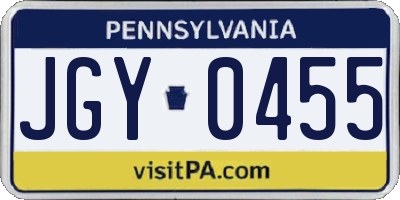 PA license plate JGY0455