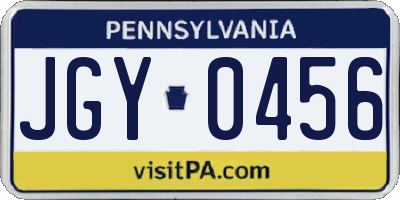 PA license plate JGY0456