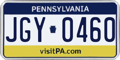 PA license plate JGY0460