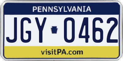 PA license plate JGY0462