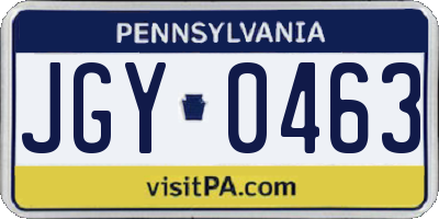 PA license plate JGY0463