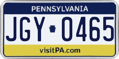 PA license plate JGY0465