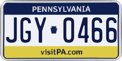 PA license plate JGY0466