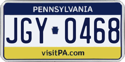 PA license plate JGY0468