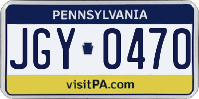 PA license plate JGY0470
