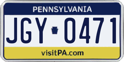 PA license plate JGY0471