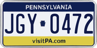 PA license plate JGY0472