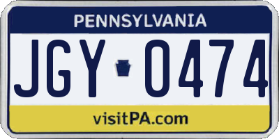 PA license plate JGY0474