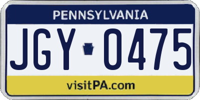 PA license plate JGY0475