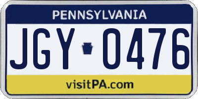 PA license plate JGY0476