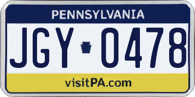 PA license plate JGY0478