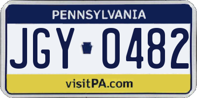 PA license plate JGY0482