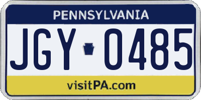 PA license plate JGY0485