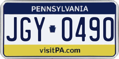 PA license plate JGY0490