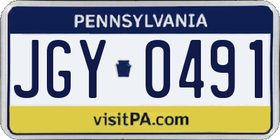 PA license plate JGY0491