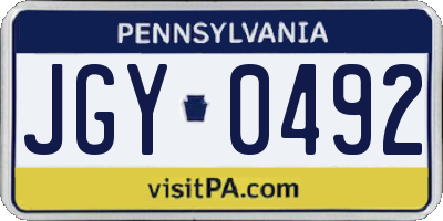 PA license plate JGY0492