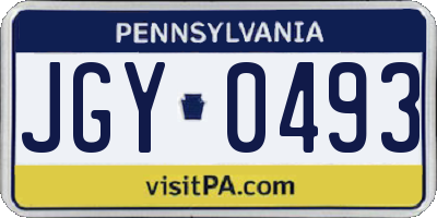 PA license plate JGY0493