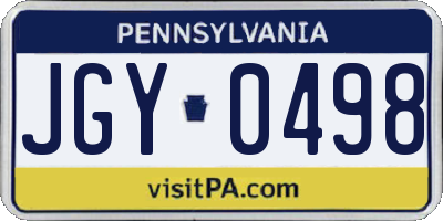 PA license plate JGY0498