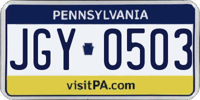 PA license plate JGY0503