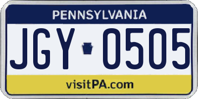 PA license plate JGY0505