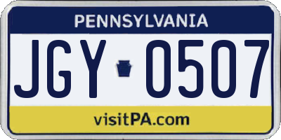 PA license plate JGY0507
