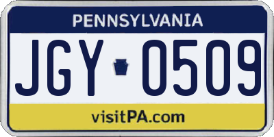 PA license plate JGY0509