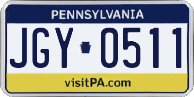 PA license plate JGY0511