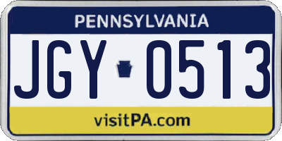 PA license plate JGY0513